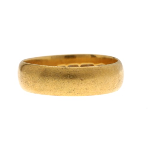 263 - Victorian 22ct yellow gold wedding band ring, Chester 1885, width 6mm, 5gm, ring size L/M... 