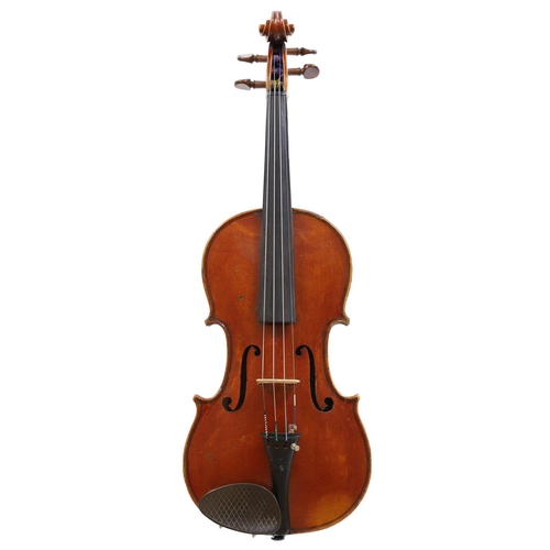 129 - French violin circa 1890 labelled Francois Richard, Paris, the one piece back of faint medium curl w... 