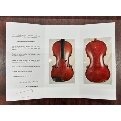 113 - French violin by Louis Collenot circa 1920, labelled Domenico Montagnana..., the two piece back of m... 