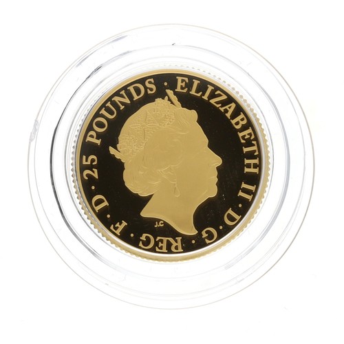 312 - The Royal Mint - Britannia 2021, UK £25 pounds quarter-ounce gold proof coin, 999.9, limited edition... 
