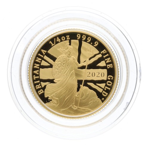 314 - The Royal Mint - Britannia,The Spirit of the Nation 2020 UK quarter-ounce gold proof coin, 999.9, li... 