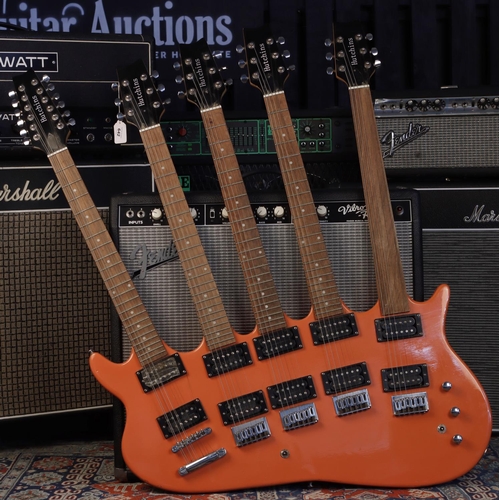 Rare Hutchins five neck electric guitar, comprising twelve string neck ...