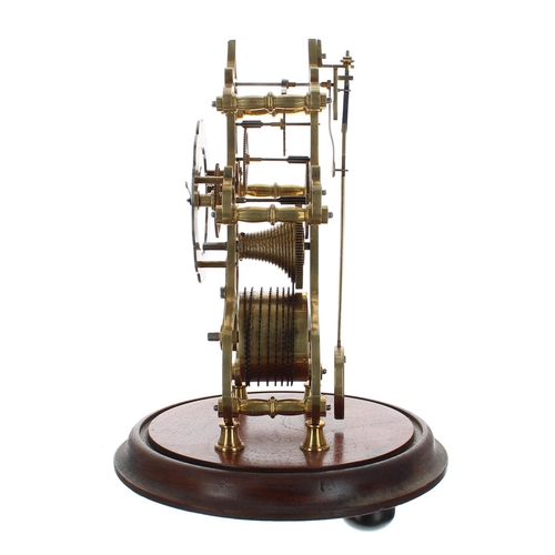 1501 - Brass single fusee skeleton clock, the 4