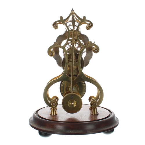 1501 - Brass single fusee skeleton clock, the 4