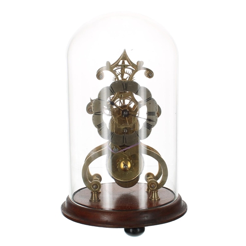 1501 - Brass single fusee skeleton clock, the 4