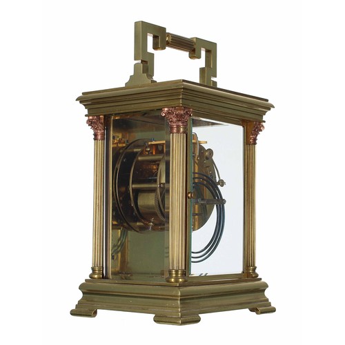 1209 - French Goliath carriage clock striking on a gong, the movement back plate bearing the maker's tradem... 