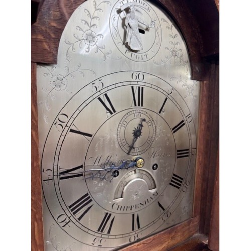 1813 - Oak and mahogany automata eight day longcase clock with five pillar movement, the 12
