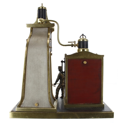 1303 - Rare French industrial automata 'The Foundryman Steam Hammer' novelty mantel clock signed André Guil... 