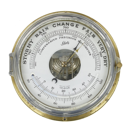 1231 - Schatz brass bulkhead barometer, the 5
