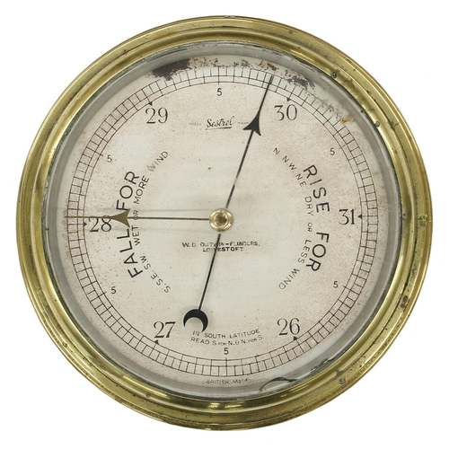 1231 - Schatz brass bulkhead barometer, the 5
