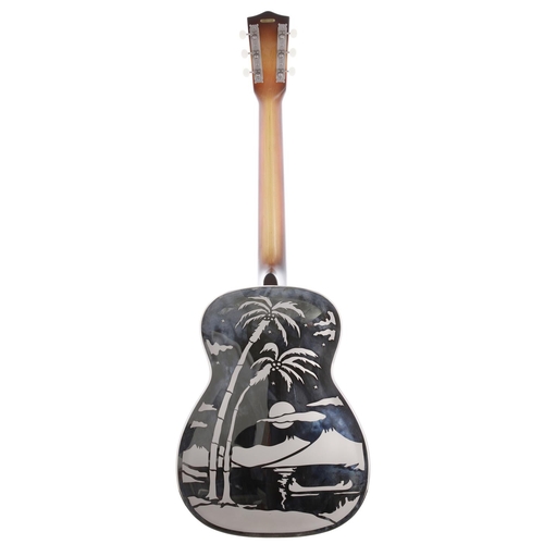 189 - 2018 National Reso-Phonic 0-14 single cone resonator guitar; Body: polished plated brass body with H... 