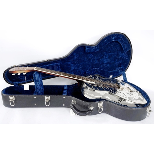 189 - 2018 National Reso-Phonic 0-14 single cone resonator guitar; Body: polished plated brass body with H... 