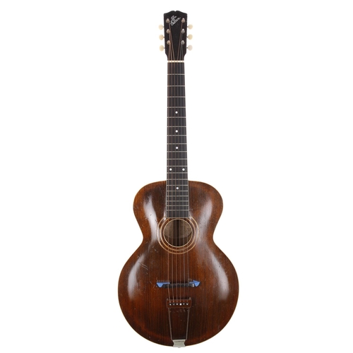 194 - 1911 Gibson L-1 archtop acoustic guitar, made in USA; Body: brown finish, wear to top beneath bridge... 