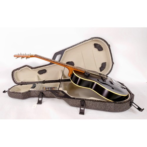 195 - Godin 5th Avenue Black SG archtop guitar, made in Canada; Body: black finished body; Neck: good; Fre... 