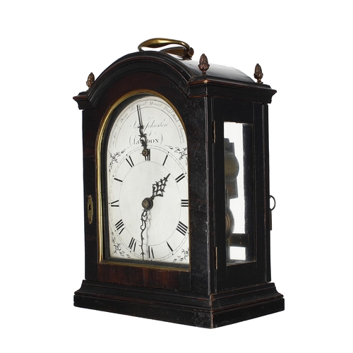 1325 - Good English ebonised double fusee verge bracket clock, the 6