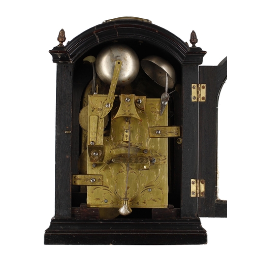 1325 - Good English ebonised double fusee verge bracket clock, the 6