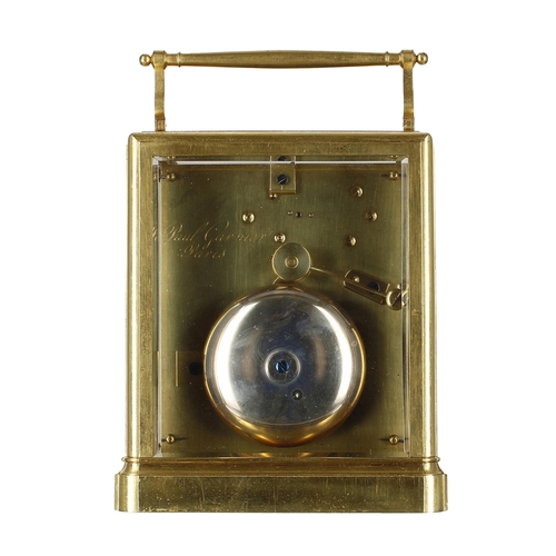1220 - Good Paul Garnier of Paris carriage clock striking on a large bell, chaff-cutter escapement, the mov... 