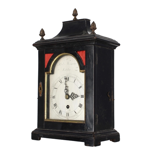 1324 - Small English ebonised fusee verge bracket clock timepiece, the 4