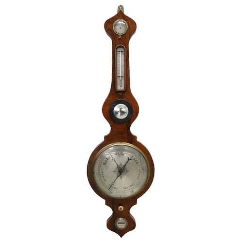 1236 - Rosewood five glass onion top wheel barometer, the 10