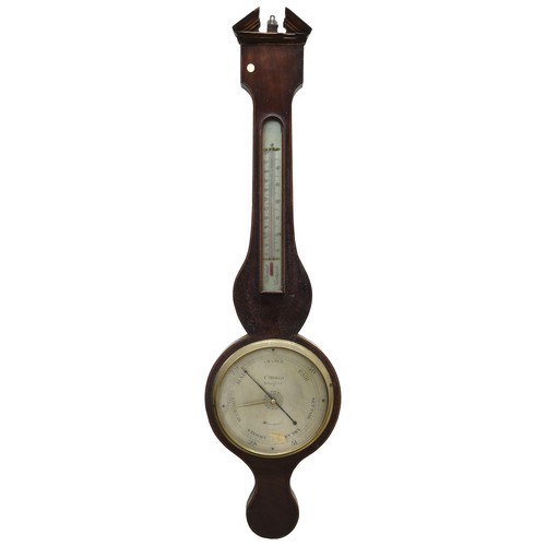 1236 - Rosewood five glass onion top wheel barometer, the 10
