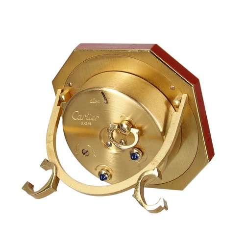 1321 - Cartier of Paris small brass easel travel alarm clock, the 1.75