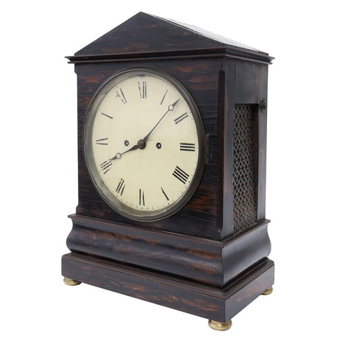 1514 - English coromandel double fusee mantel clock striking on a gong, the 8