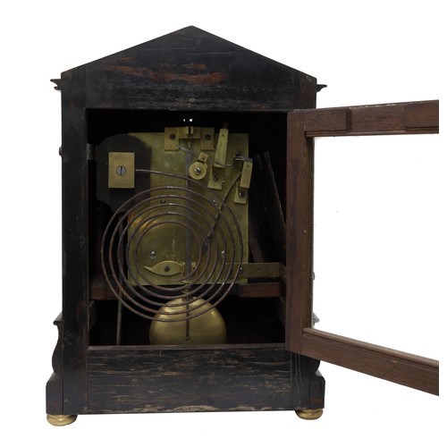 1514 - English coromandel double fusee mantel clock striking on a gong, the 8