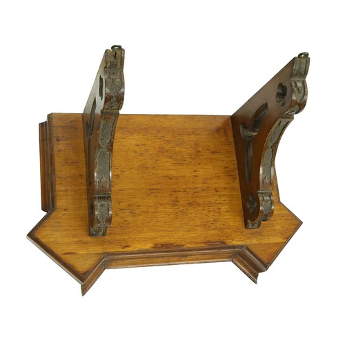 1512 - English gothic triple fusee boardroom clock with bracket in need of some restoration, the 7.25” foli... 