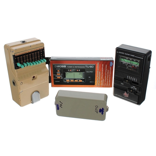 2101 - Pearl Graphic EQ GE-09 guitar pedal, made in Japan; together with a Boss TU-80 tuner/metronome, a JH... 