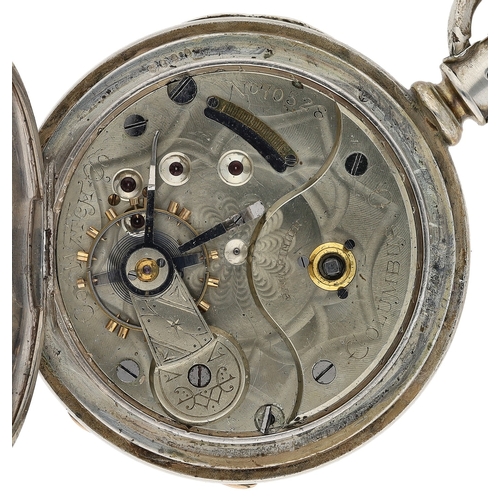421 - Columbus Watch Company silver lever set pocket watch, no. 70528, circa 1886, the dial branded 'C H R... 