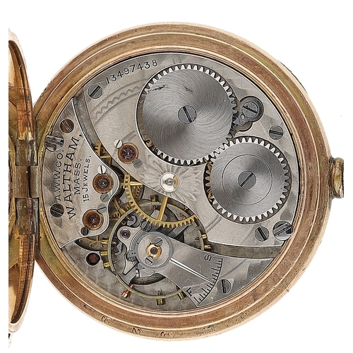 424 - American Waltham gold plated fob watch, circa 1903, size Os 15 jewel movement, Roman numeral dial wi... 