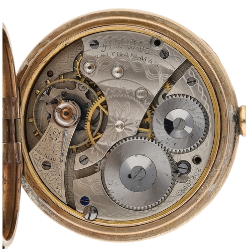 417 - American Waltham gold plated lever pocket watch, serial no. 20220593, circa 1915, signed movement wi... 