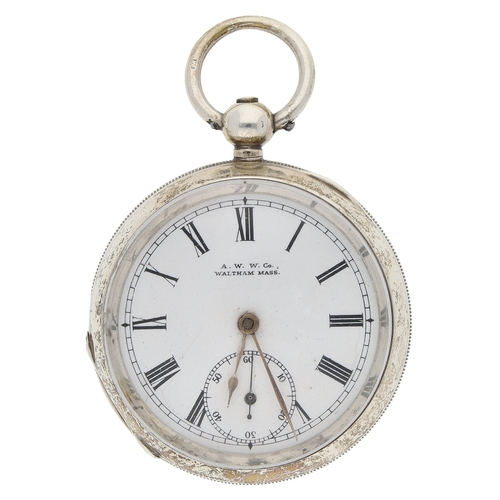 409 - American Waltham silver lever pocket watch, serial no. 7059584, circa 1894, signed movement and dial... 