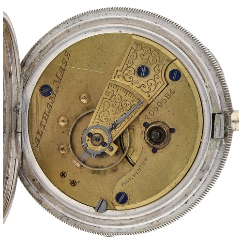409 - American Waltham silver lever pocket watch, serial no. 7059584, circa 1894, signed movement and dial... 