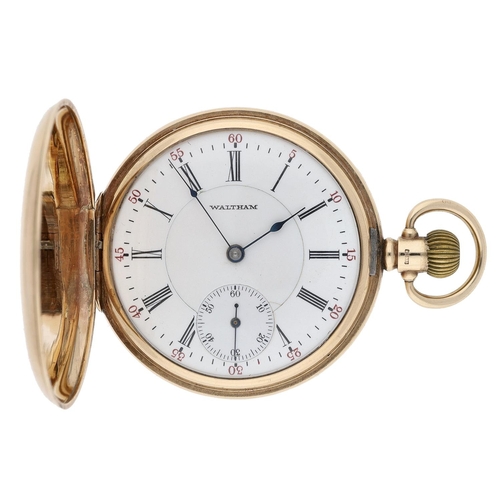 419 - American Waltham 'Riverside' 9ct lever hunter pocket watch, serial no. 15063828, circa 1907, signed ... 