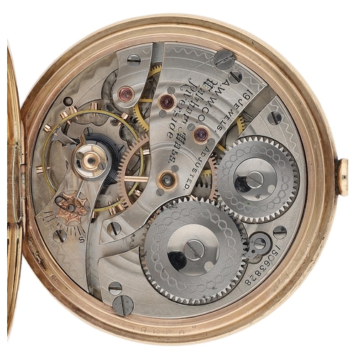 419 - American Waltham 'Riverside' 9ct lever hunter pocket watch, serial no. 15063828, circa 1907, signed ... 