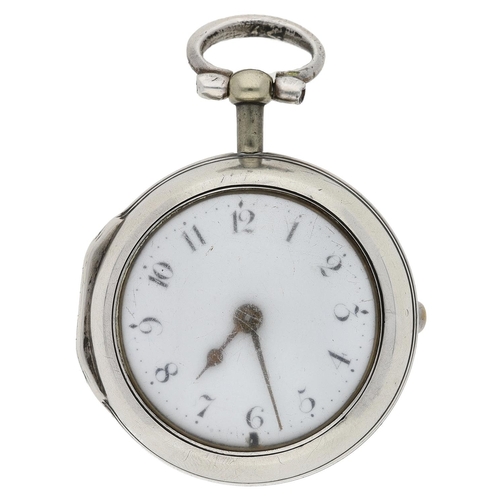 458 - R & P Higgs, London - George III silver verge pair cased pocket watch, London 1768, the signed f... 