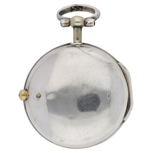 458 - R & P Higgs, London - George III silver verge pair cased pocket watch, London 1768, the signed f... 