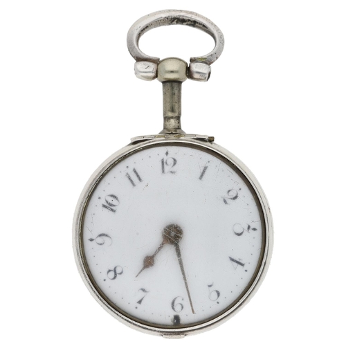 458 - R & P Higgs, London - George III silver verge pair cased pocket watch, London 1768, the signed f... 