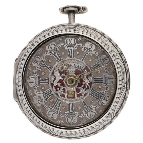 460 - Markham, London - English 18th century silver repousse pair cased verge pocket watch, London 1781, t... 
