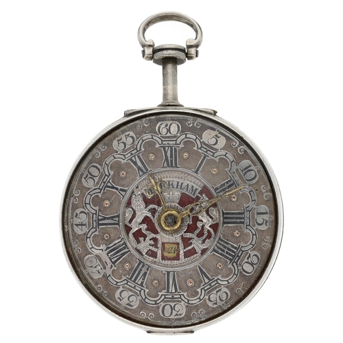 460 - Markham, London - English 18th century silver repousse pair cased verge pocket watch, London 1781, t... 