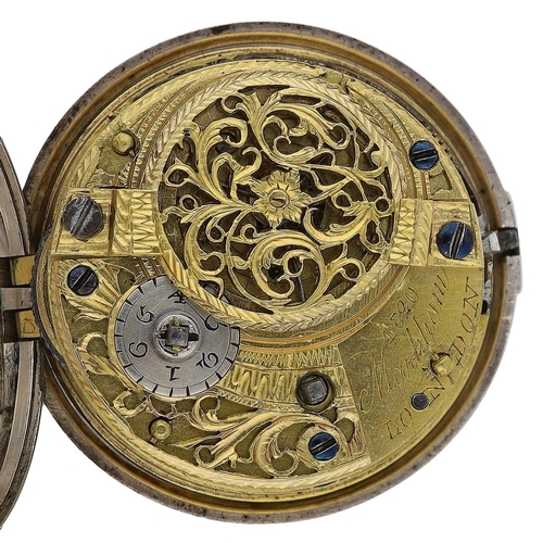 460 - Markham, London - English 18th century silver repousse pair cased verge pocket watch, London 1781, t... 
