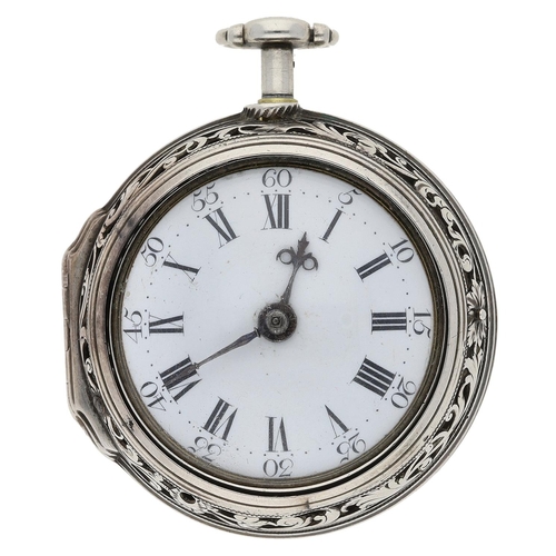 468 - Phil Thomson, London - good 18th century silver cylinder quarter repeating pocket watch, the fusee m... 