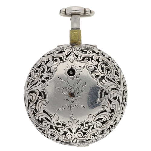 468 - Phil Thomson, London - good 18th century silver cylinder quarter repeating pocket watch, the fusee m... 