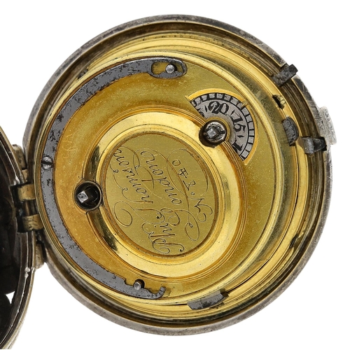468 - Phil Thomson, London - good 18th century silver cylinder quarter repeating pocket watch, the fusee m... 