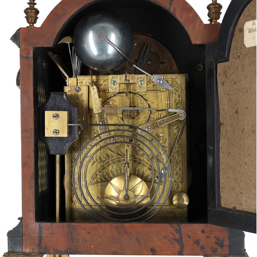 1328 - Good English tortoiseshell, ebonised and gilt metal mounted triple fusee boardroom clock, bearing th... 