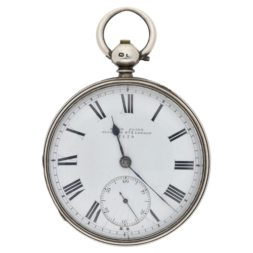 429 - Edwin Flinn, London - Victorian silver fusee lever pocket watch, London 1866, signed movement, no. 2... 