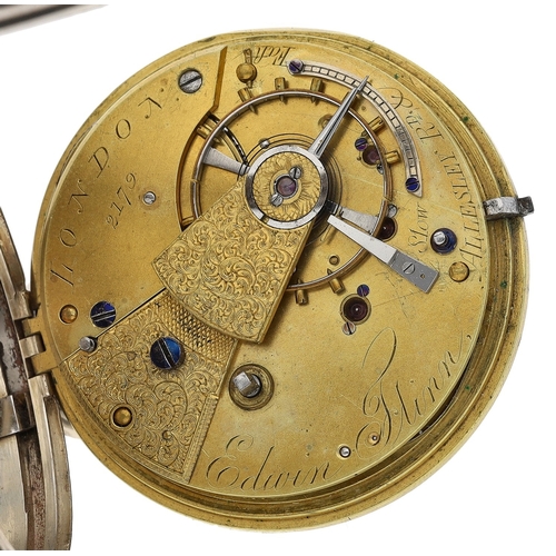 429 - Edwin Flinn, London - Victorian silver fusee lever pocket watch, London 1866, signed movement, no. 2... 