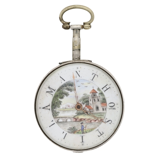 432 - Turner, Rockford - George III silver pair cased verge pocket watch with a polychrome enamel name dia... 