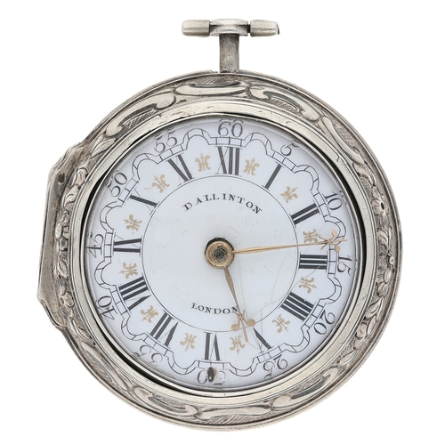 433 - J. Wilders, London - English 18th century repoussé silver and tortoiseshell triple cased verge pocke... 